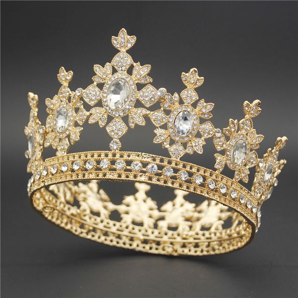 

fashion gold crystal tiara crown for accessories queen king diadem hair jewelry wedding tiaras and crowns bride, Slivery;golden