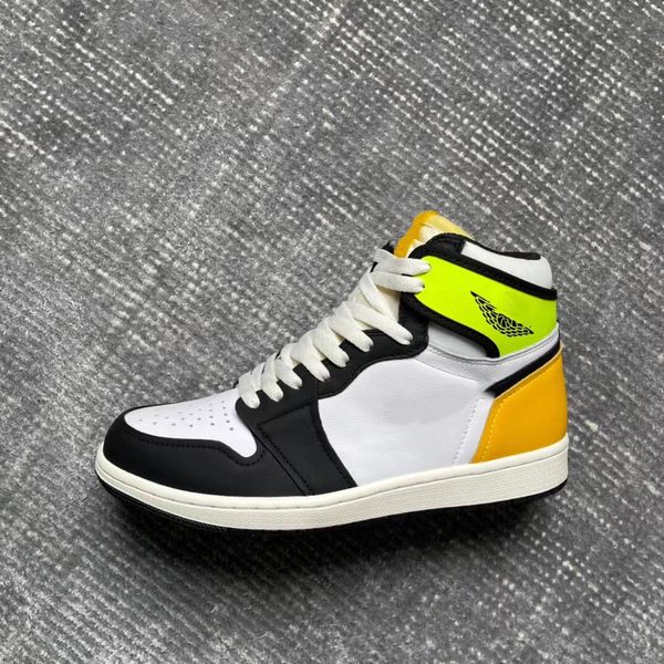 

high og jumpman 1 basketball shoes volt gold mens womens black yellow outdoor casual sports sneakers with box