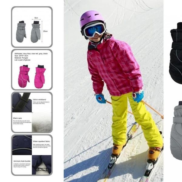 

ski gloves windproof poly pongee thicken warm children snow mittens for skiing