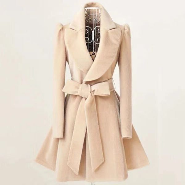 

women's jackets mulheres elegantes casacos de  cintura cinto arco-n lapela inverno outono manga comprida bluso jaquetas manteau femme, Black;brown