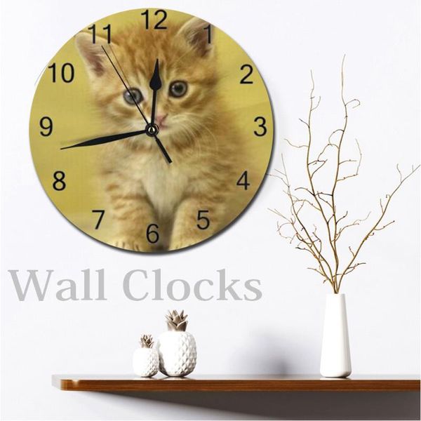 

wall clocks lovely cats 25cm wall-clocks decor numeral digital dial mute silent non-ticking battery operated for bedroom livinghome