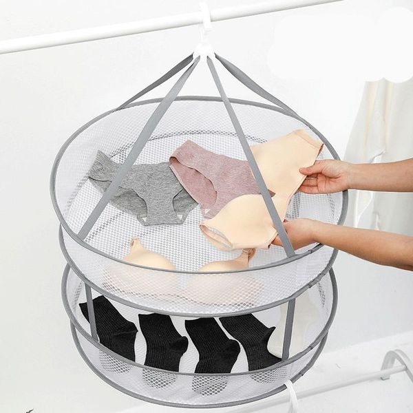 

multilayer hanging drying basket socks underwear drying net windproof laundry dryer mesh basket clothes bra rack 1 piece