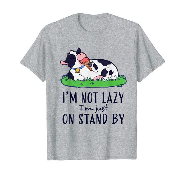

farmer cow i'm not lazy i'm just on stand by t-shirt, White;black
