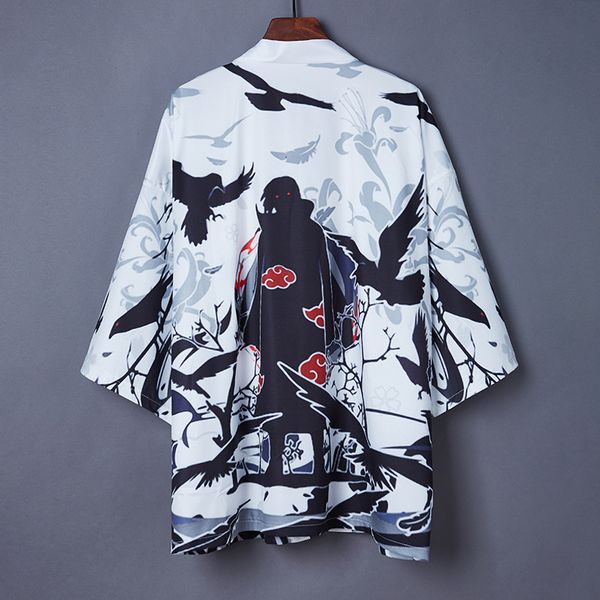 

2021 new japanese kimono naruto 3d devil print cartoon short sleeves thin cardigan coat retro vintage hip hop men women couple jacket oagf, White;black