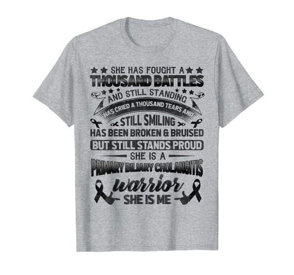 

primary biliary cholangitis warrior t-shirt, White;black