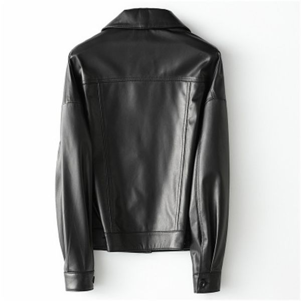 

2021 genuine leather jacket real sheep female spring h9 j51a, Black;brown
