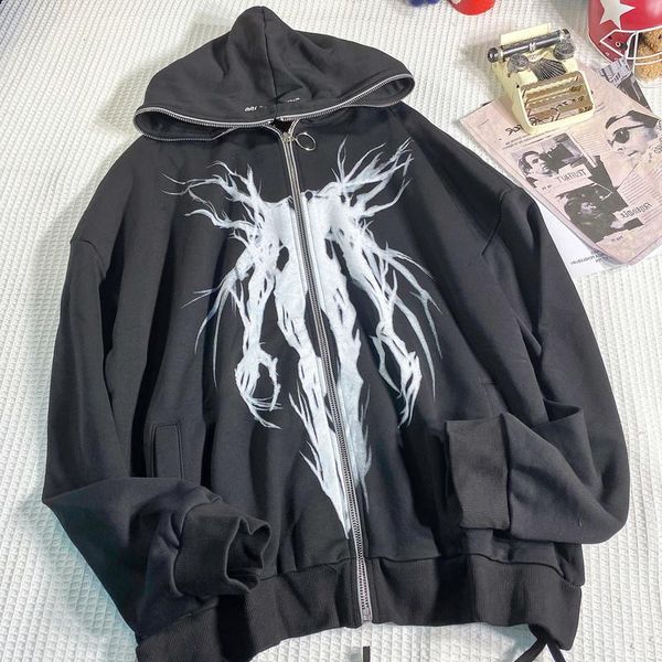 

women's hoodies & sweatshirts hikigawa harajuku women hip-hop streetwear bf zip-up coat oversized outwear 2021 korean fashion casual sw, Black
