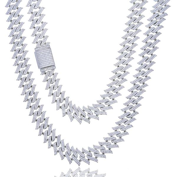 

new 15mm silver color 2 row cz 5a cubic zirconia cuban chain necklace iced out bling big heavy hip hop rock punk men jewelry, Golden;silver
