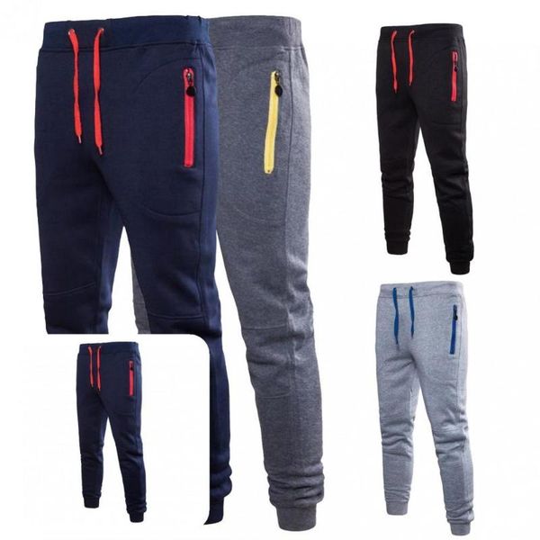 

men's pants drawstring fabulous ankle banded autumn discolored men trousers straight for work, Black
