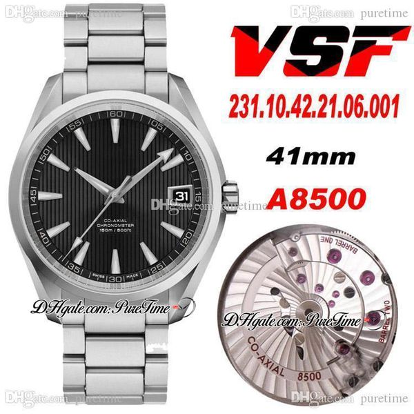 

vsf aqua terra 150m cal a8500 automatic mens watch black textured dial silver markers stainless steel bracelet 231.10.42.21.06.001 super edi, Slivery;brown