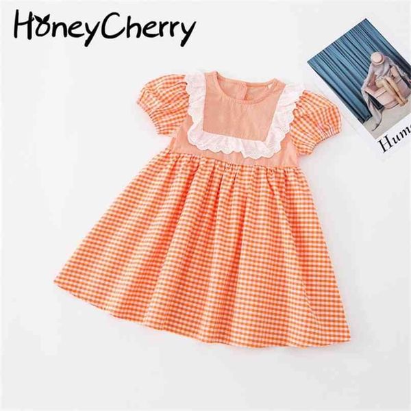 

summer lace dress children princess dress baby girl clothing 210702, Red;yellow