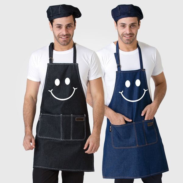 

apron korean fashion denim baking dessert milk tea restaurant waiter work