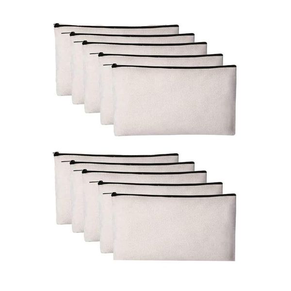 

pencil bags 10pcs blank canvas bag makeup zipper diy process box multi-purpose travel wash
