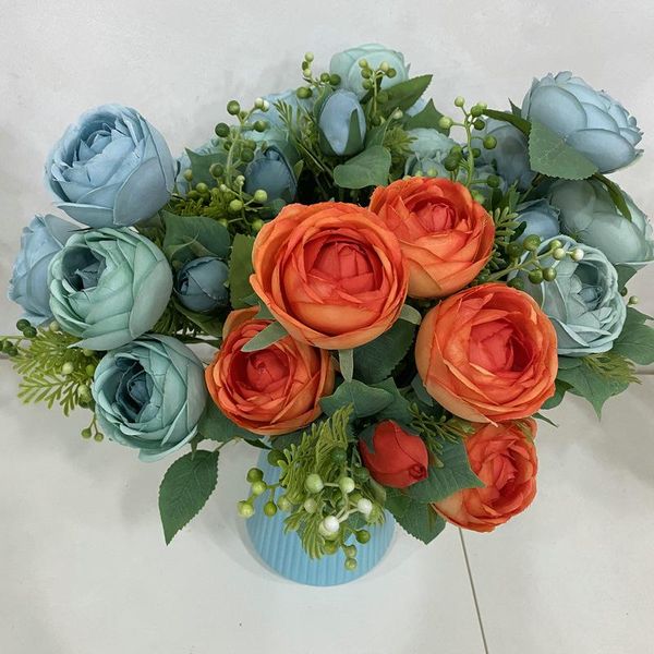 

decorative flowers & wreaths artificial rose flower bud camellia bouquet wedding home decoration silk fake fall dcor roses pink decor