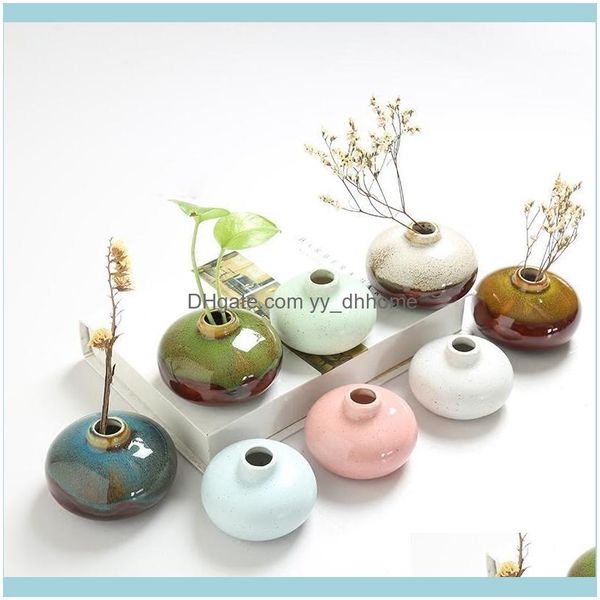 Decoração estilo vintage vaso de flores vaso de flores mini pequeno feito à mão vasos de cerâmica chinesa bonsai potes decoração de mesa j1 gota