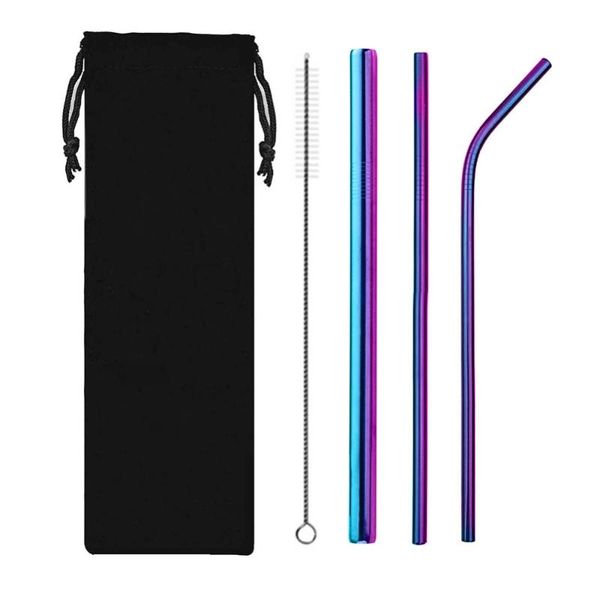 

drinking straws unique reusable metal stainless steel sturdy bent straight drink straw with cleaning brush bar