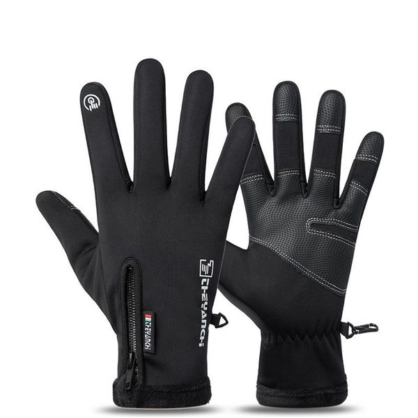 

ski gloves cycling man winter zipper touch screen windproof warm and waterproof sports plush mountaineering skiing