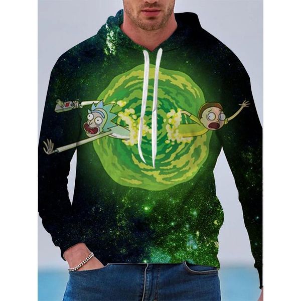 

wizard pattern men's 3d printed rick customized hoodie visual impact party punk gothic round neck american sweater hoodie, Black