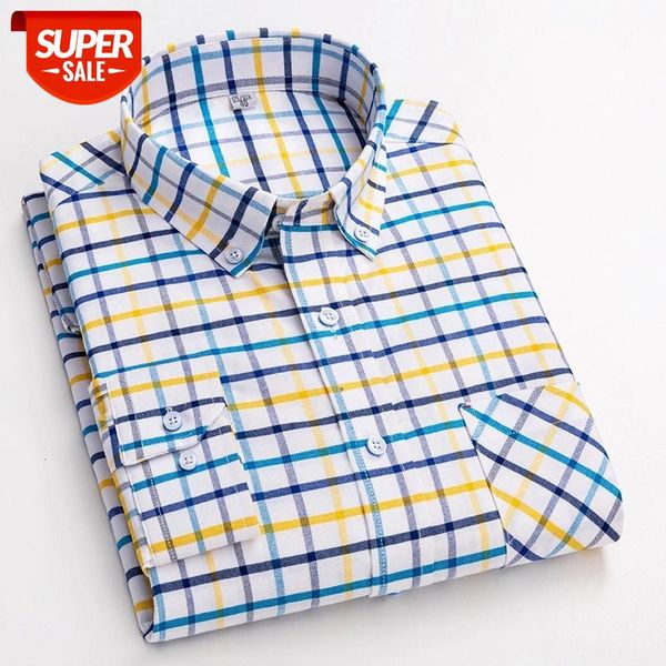 

100% cotton oxford long sleeve casual shirts for men plaid shirt slim fit leisure quality men clothing with chest pocket new #wo88, White;black