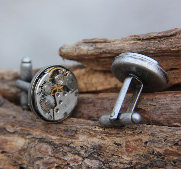

original designer steam punk for men personality cufflink fashion accessory, Silver