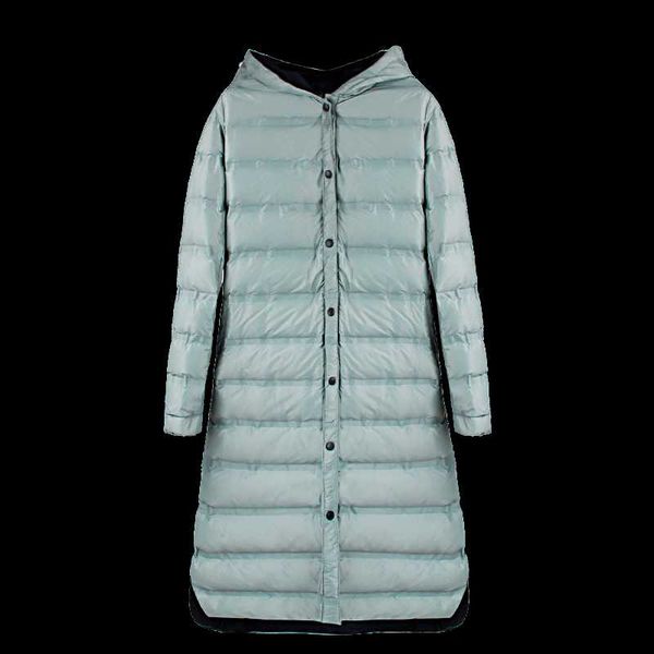 

women's down & parkas selling long white eiderdown warm breasted design with a hat and color inside mint green ladies jacket, Black