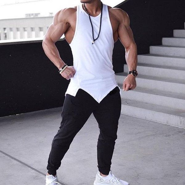 

bodybuilding clothing fitness tank men gym stringer sleeveless shirt mens work out vest muscle, White;black