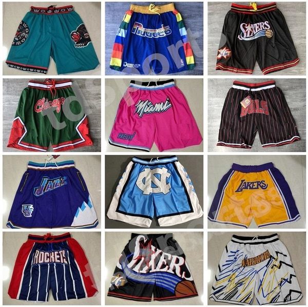 

team basketball short just don sport shorts hip pop pant with pocket zipper sweatpants blue white black red pink mens stitched