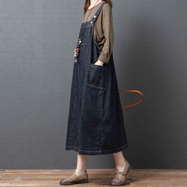 

fashion trend strap skirt women's new korean large denim dress in autumn 2020, Black