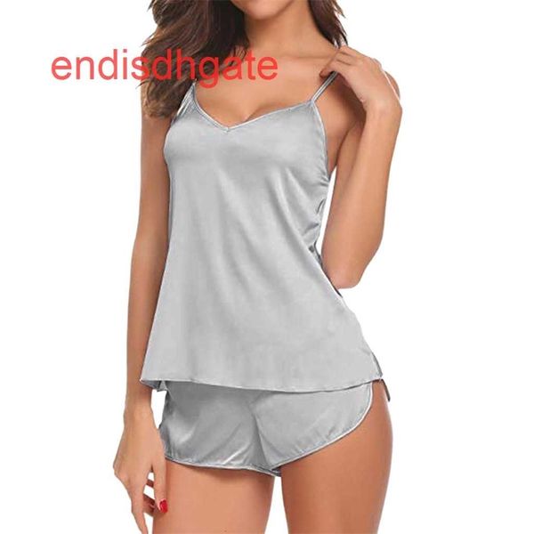 

factoryhfv6suspender thin pajamas suit v-neck silk vest sleeveless shorts women's home wear, Black;white