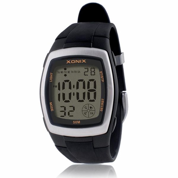 

wristwatches precision sports watch men's countdown led digital student satch 50m waterproof swimming diving alarm clock pu strap bw, Slivery;brown
