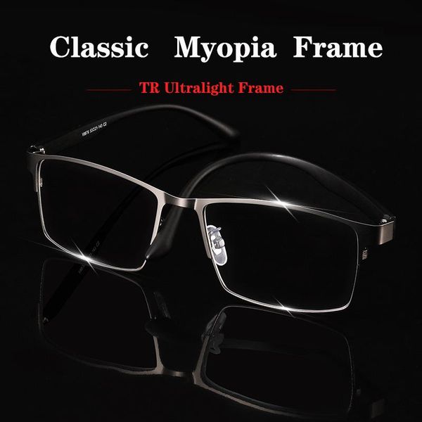 

fashion sunglasses frames eyewear high-grade classic men's business glasses half-frame ultra-light tr90 myopia alloy optical frame for, Black