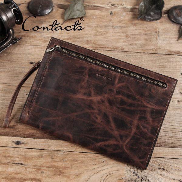 

black angel crazy horse leather can hold 9.7 ipad men's business handbag