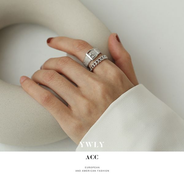 

simple personality creative belt buckle chain ring ywly, Silver
