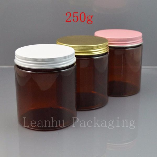 

storage bottles & jars 15pcs brown color pet jar,250ml plastic jar with white pink or gold cap ,cosmetic packaging personal care container