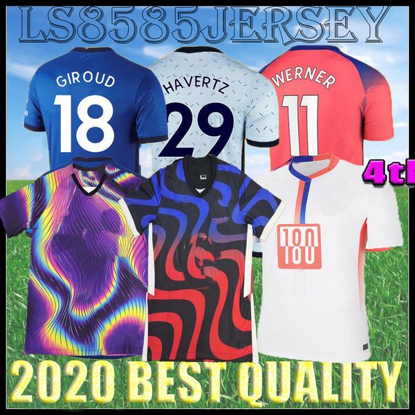 

cfc pulisic ziyech havertz kante werner abraham chilwell mount jorginho soccer jersey 2020 2021 giroud football shirt 20 21 men + kids kit, Black;yellow