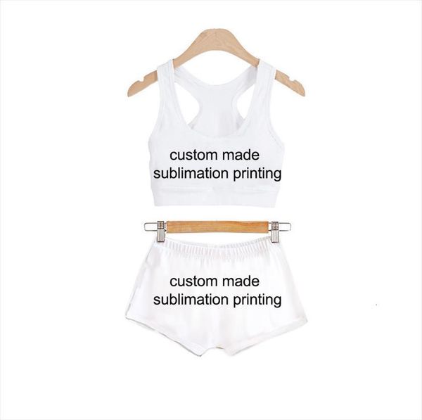 

custom made sublimation print milk women short silk two pieces set, White;black