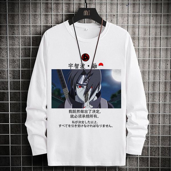 

new 2021 cool naruto t shirt high street hip hop t-shirt men autumn blouse casual white loose cartoon print tshirt streetwear wsfn, White;black