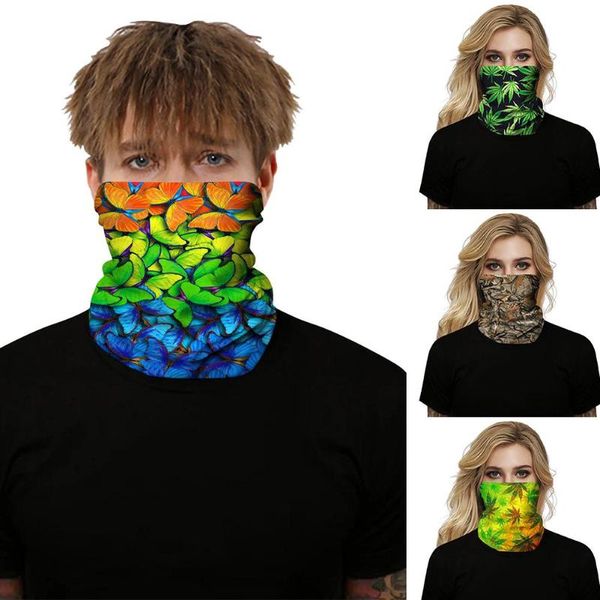 

scarves leaf print dust proof anti uv face cover neck gaiter bandana outdoor headband respirator for summer sthe flying spit, Blue;gray