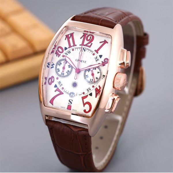 

wristwatches men's watches quartz wristwatch week display leather fashion luxury business watch for men, Slivery;brown