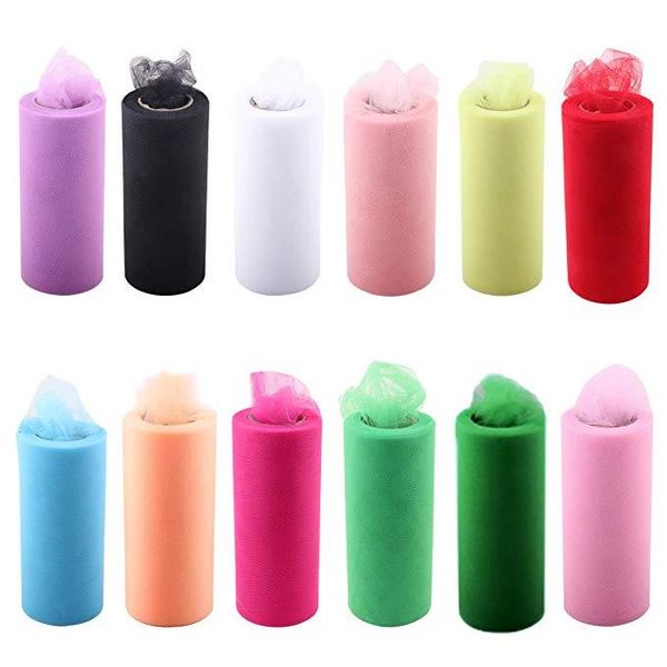 

decorative flowers & wreaths 22mx15cm tulle roll colorful shiny crystal tutu wedding decoration baby shower organza diy crafts birthday part