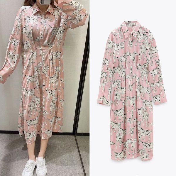 

New Print 2021 t Shirt Women Summer Autumn Lapel Collar Long Sleeves Tshirt Maxi Woman Dress Casual Ladies Dresses Dp8i 4HY2, Black;gray
