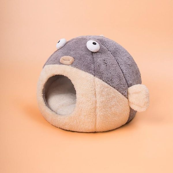 

cat beds & furniture warm cave bed pufferfish calming tent house for small dogs non slip bottom