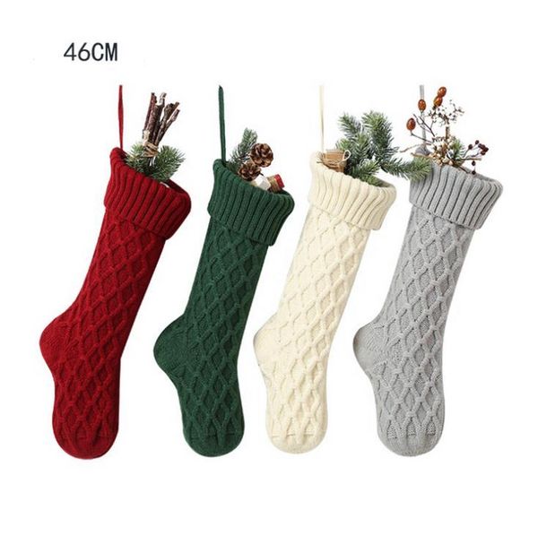 

christmas decorations acrylic knitted socks red green white gray knitting stocking tree hanging gift sock xmas candy stockings sn