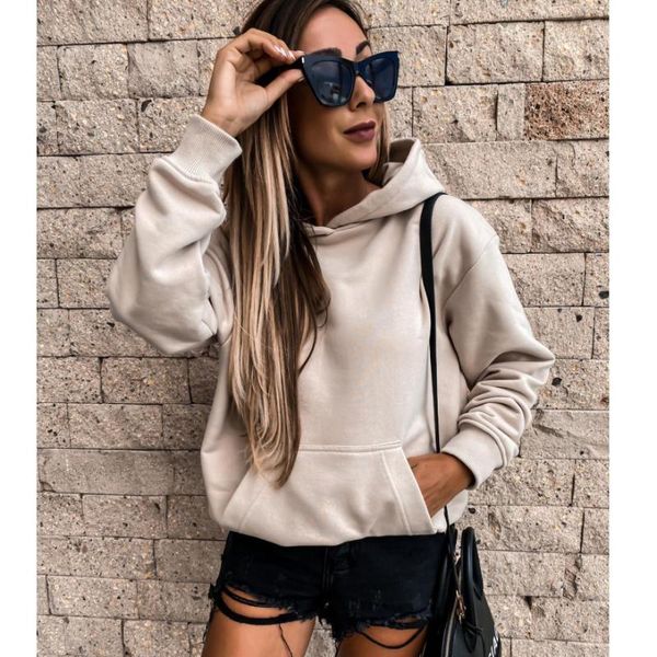 

women's hoodies & sweatshirts autumn winter sweatshirt for women long sleeve hooded pullover casual loose warm elegant ladies pull stre, Black
