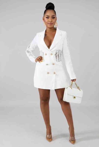 

spring mini v-neck full women dresses sleeve blazers bodycon night club party bandage street lace button gl4124, Black;gray