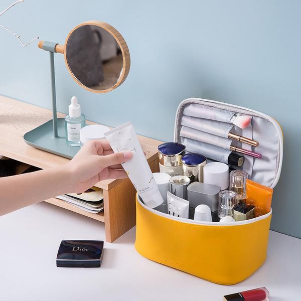 

storage bags large-capacity pu cosmetic bag female wash travel convenient toilet case waterproof women makeup organizer