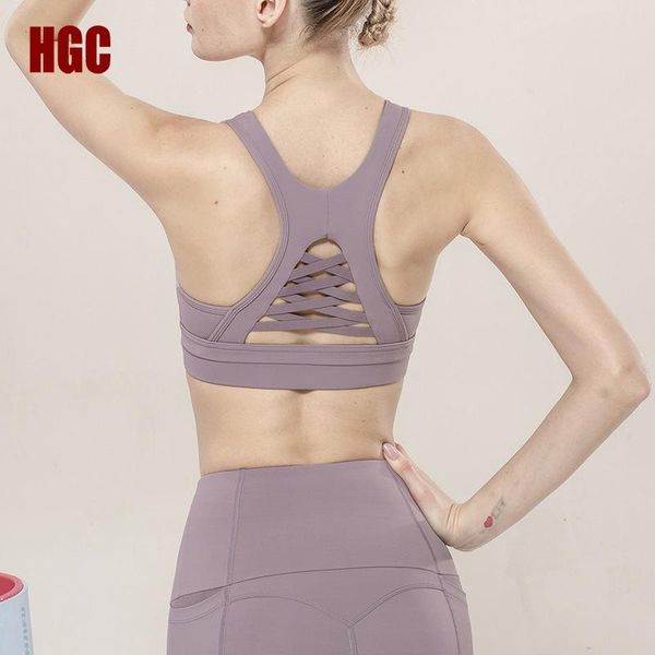 

yoga outfit cross-back sports bra quick-drying fitness clothing women gym workout running high-elastic breathable push-up vest hgc