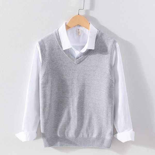 

men's vests 2021 solid color v-neck sweater vest, Black;white