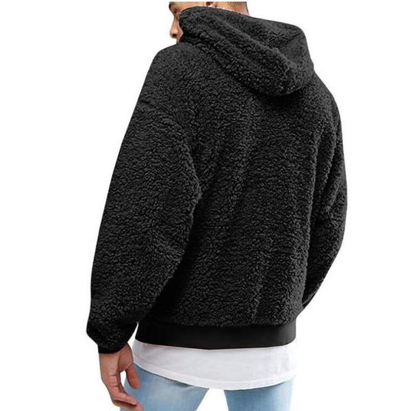 

fashion 2021 men's coat spring thick warm sweater oversized fleece hoodies pullover autumn solid hooded streetwear, Black
