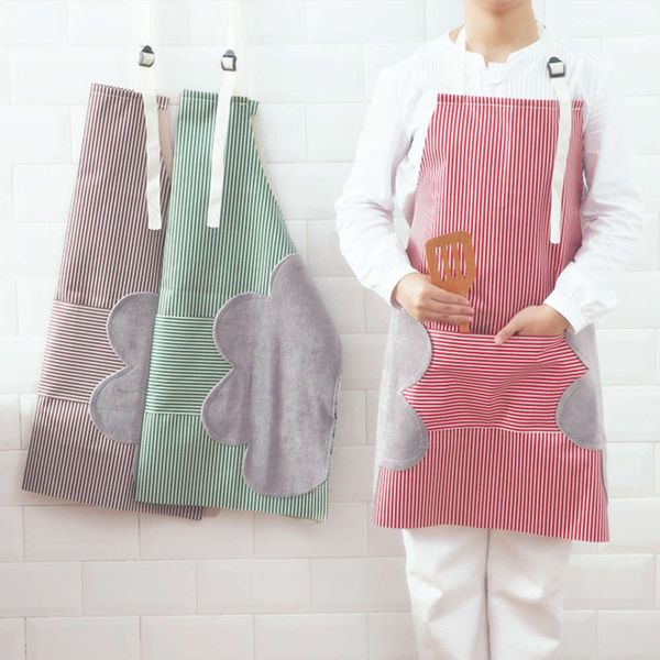 

hand wipe apron household kitchen adjustable cooking jacket bib large pocket hand